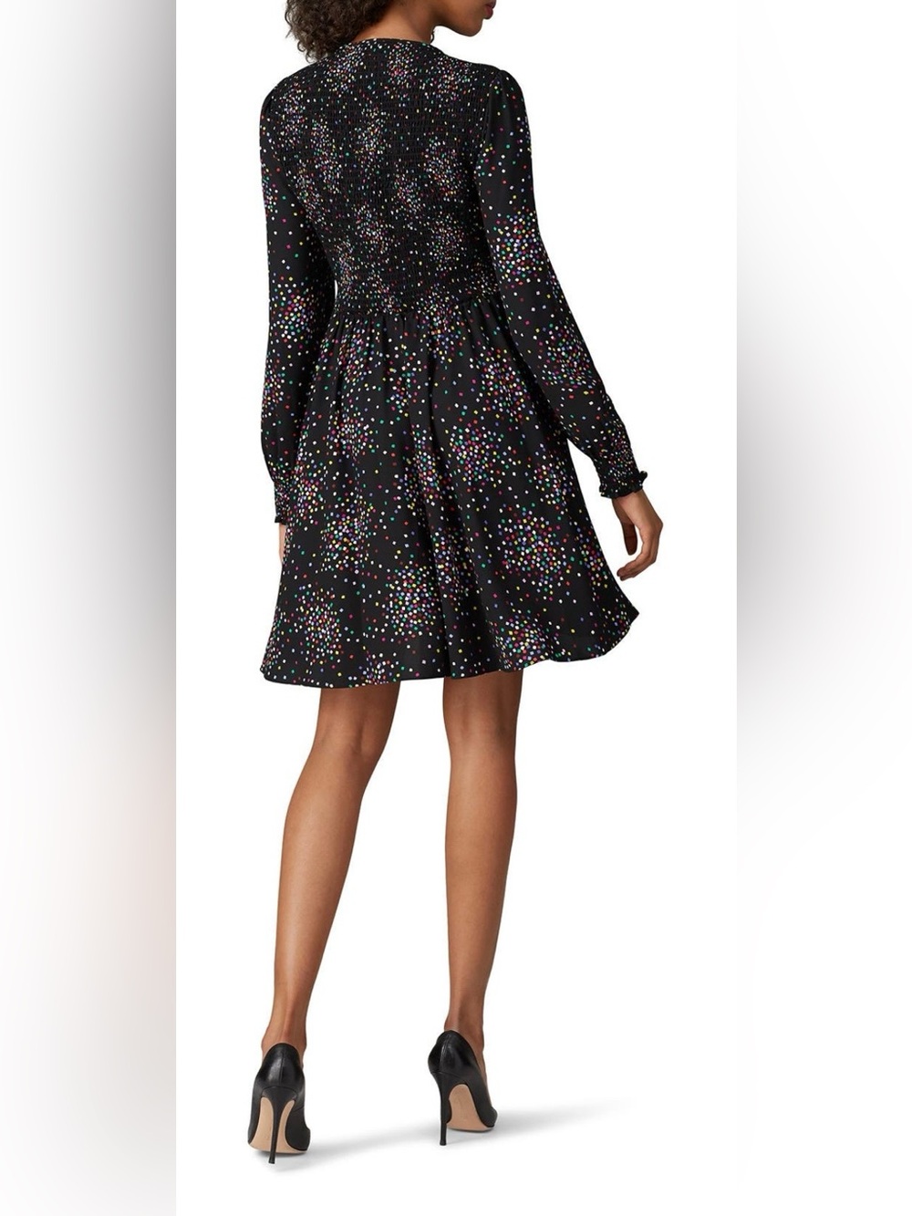 Kate Spade New York Confetti Cheer Smocked Long Sleeve Dress Size 8 - Picture 3 of 16